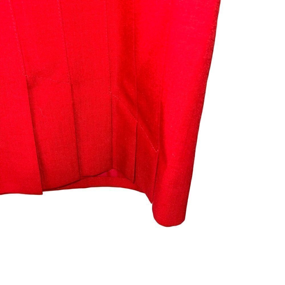 Jacques Vert Womens Skirt Red Size 14 Vintage Pleated Side Button Pocket Lined - Picture 7 of 13